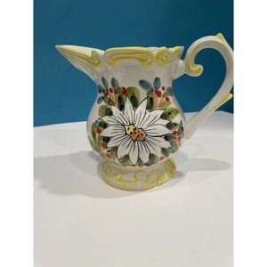 Vintage Exclusive Lefton Pitcher Italy Beautiful! About 6.25” In Height